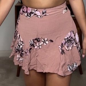 Flower print mini a line skirt